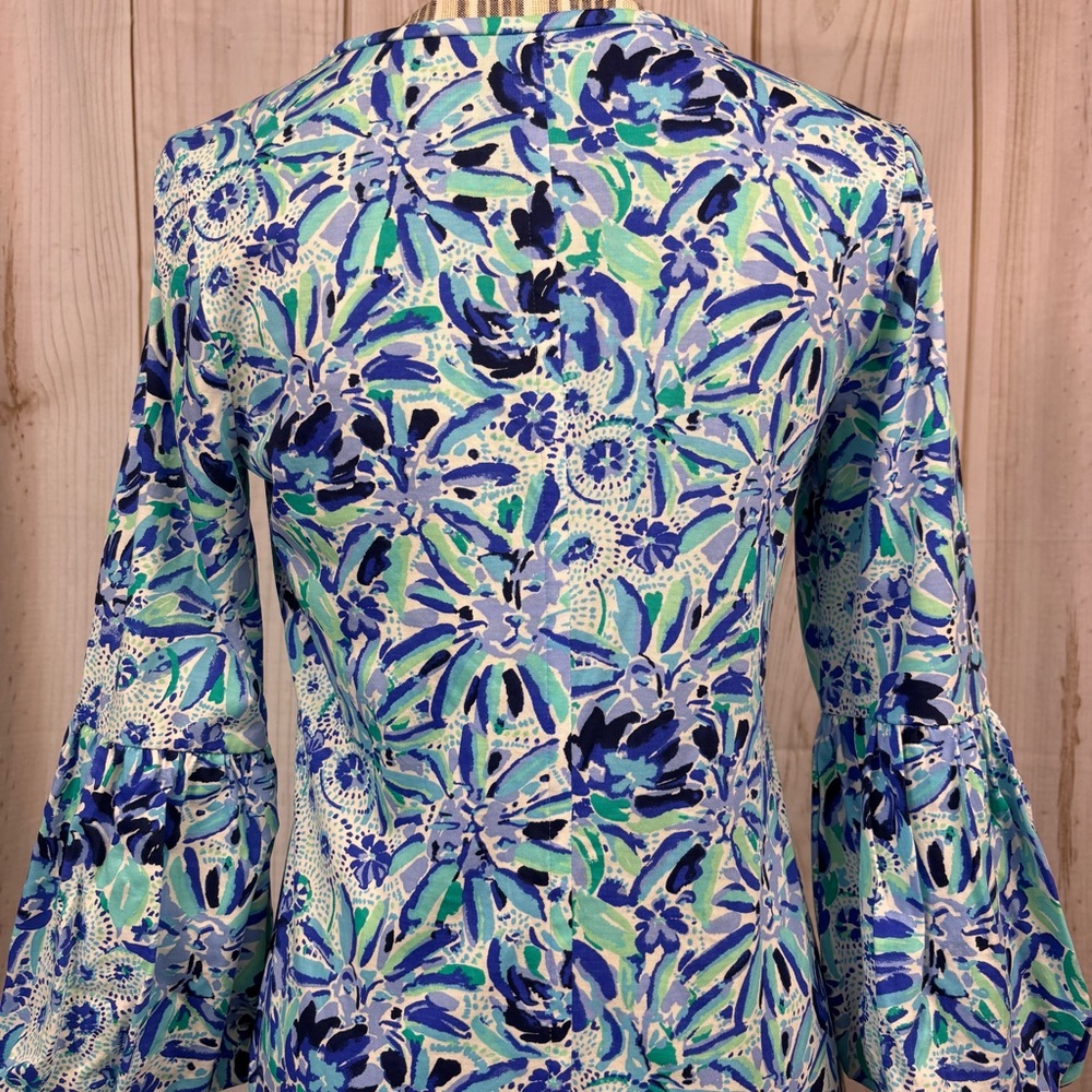 Lilly Pulitzer Carlile Sheath Dress Bell Sleeve Iris Blue High Maintenance Sz Sm - Picture 6 of 16